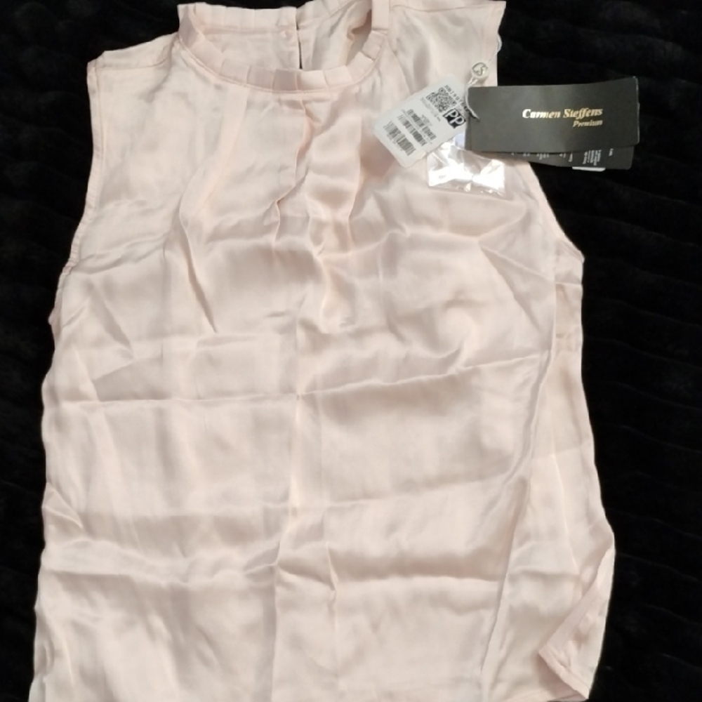 Pink Sleeveless Blouse with Mandarin Collar